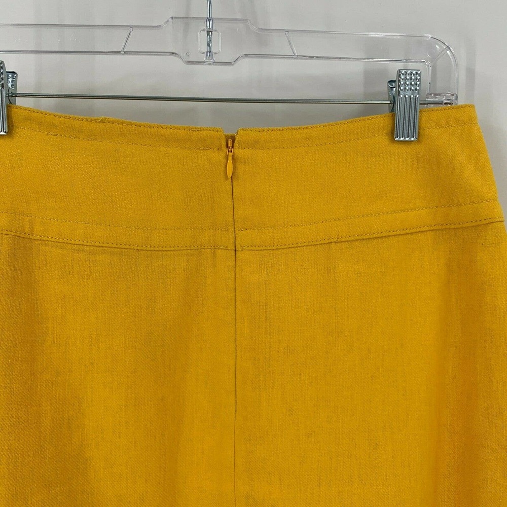 Ann Taylor Skirt Size 4 Faux Wrap Yellow Linen - Picture 4 of 11